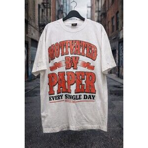 Motivated By Paper Every Single Day Tee Mens XL White Y2K Hustle Graphic T-Shirt